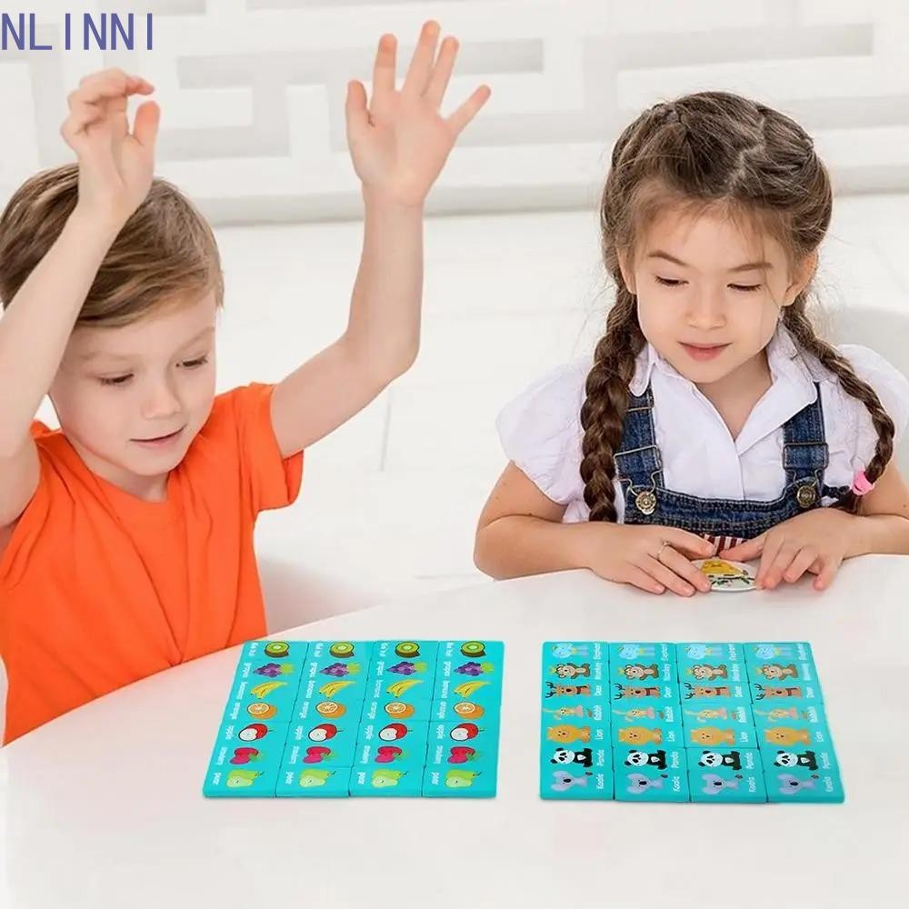 NLINNI Memory Solitaire Matching Mahjong Game, ไม้ Early Education Family Board Game, พลิกลุ้นผลไม้ส