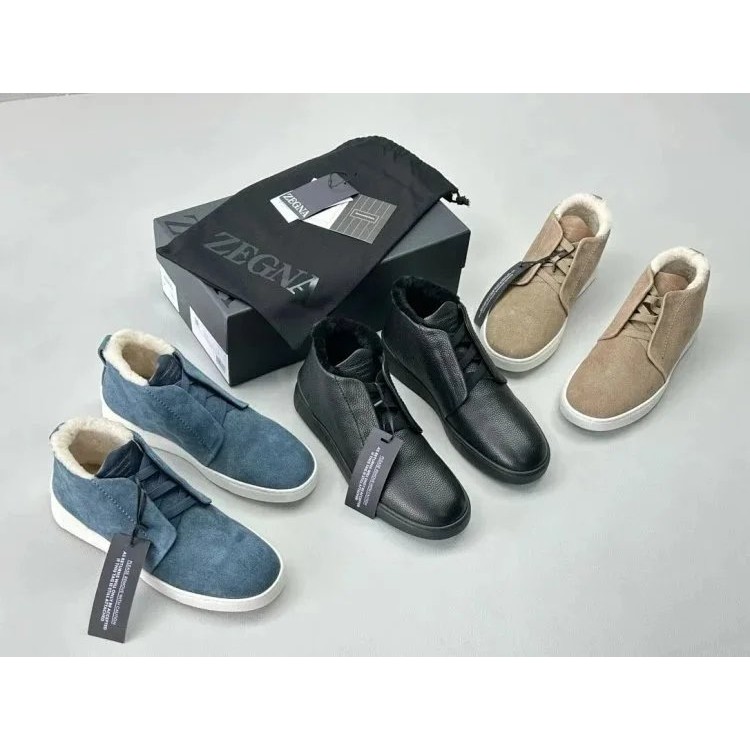 [เวอร์ชั่นท็อป] Zegna Zegna Mens Boots Snow Boots Short Boots Business Casual Shoes Retro High-Top W