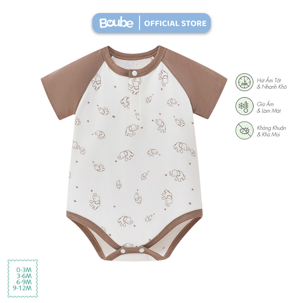 บอดี้ชิป ชุดจั๊มสูททรงสามเหลี่ยม แร็กแลน ลายช้างสําหรับเด็กแรกเกิด เด็กผู้ชาย เด็กผู้หญิง โบube ผ้าค