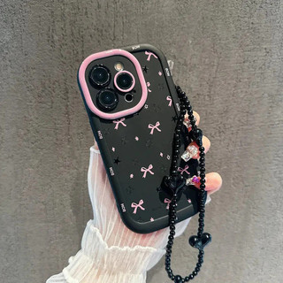 เคสไอโฟน โบว์สีชมพู สำหรับ IPhone 11 13 14 15 16 PRO MAX 6S 8 14 15 Plus 15PRO 11PRO 13PRO 14PRO 12PRO PFK958