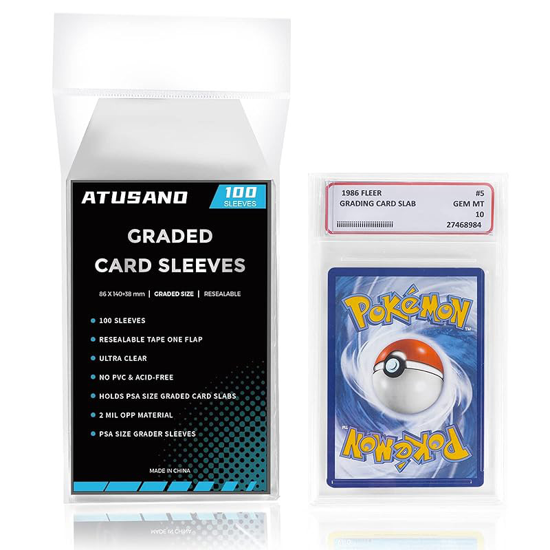 ATUSANO PSA Perfect Fit Sleeves for Grading - 100 or 200 Pack, Clear, Easy Access, Scratch-Resistant Protection.