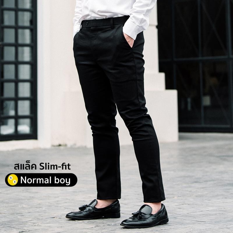 กางเกงขายาวสแล็ค ผ้ายืด ทรงกระบอกเล็ก (Slim-fit) เอว 28-42 by Normal Boy