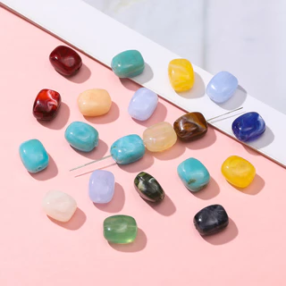 St. kunkka 10 ชิ้นอะคริลิคเลียนแบบลูกปัดหิน 11 มม.ลูกปัดสี่เหลี่ยมสําหรับ DIY สร้อยข้อมือสร้อยคอทํา
