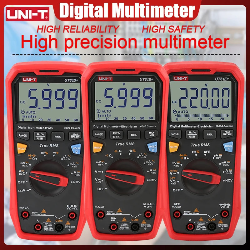 UNI T Professional มัลติมิเตอร์แบบดิจิตอล UT61B + UT61E + UT61D + 1000V Analog มัลติมิเตอร์ความต้านท