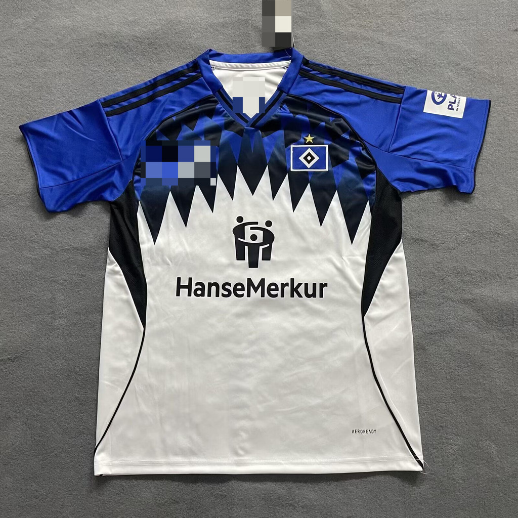 2025-26 Hamburger SV Home Fan Version - ปรับแต่งชื่อและหมายเลขได้ พร้อมไซส์หลากหลายจาก S ถึง 2XL