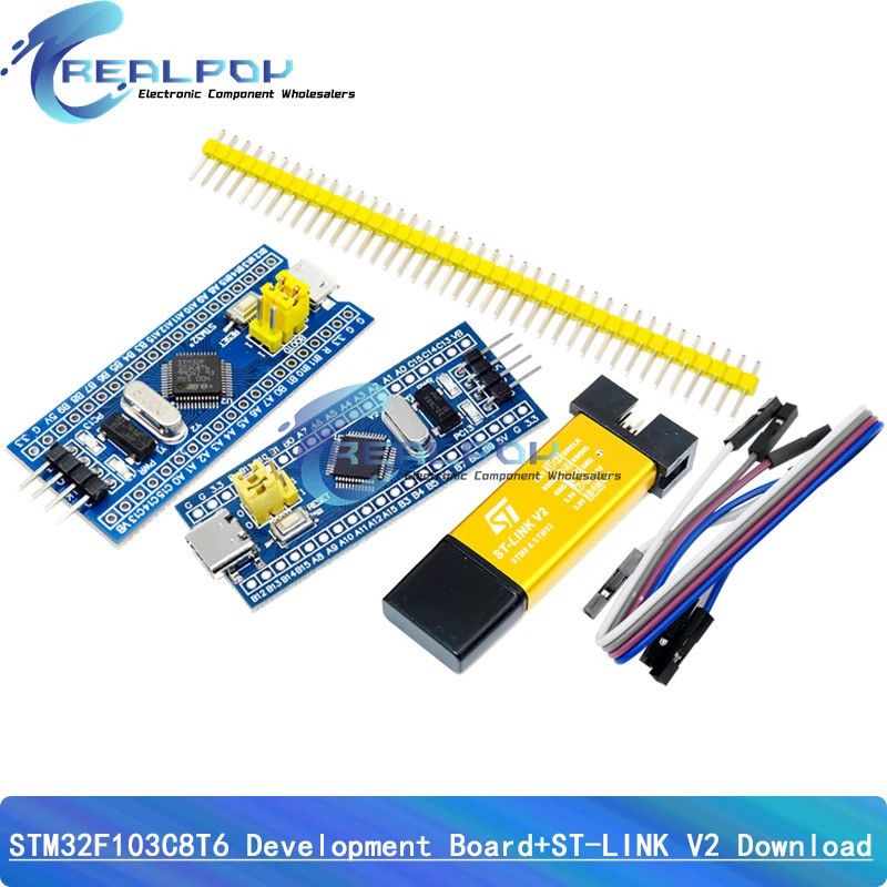 ST-LINK V2 จําลองดาวน์โหลดโปรแกรมเมอร์ STM32F103C8T6 STM32F103C6T6 ARM STM32 ระบบขั้นต่ํา Developmen