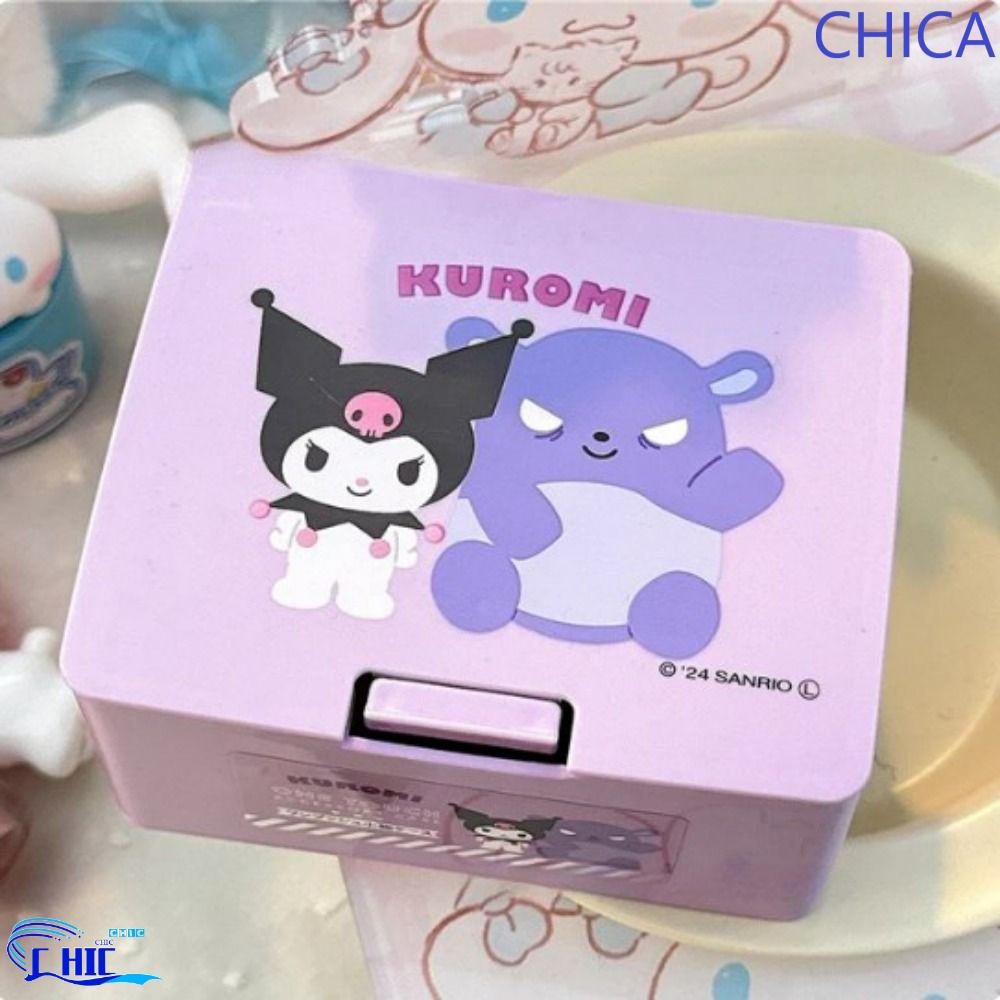 CHICA Kuromi Storage Box น่ารักพร้อมฝากดเปิด สำหรับเก็บของใช้ในห้องนอน ธีมการ์ตูน Kuromi และ My Melo