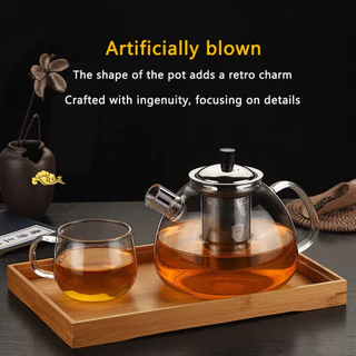 แก้วหม้อชา Infuser 800ML / 1500ML กาน้ําชาทนความร้อนแยกน้ํากาต้มน้ําด้านในจีน Kung Fu กรองชา Teaware