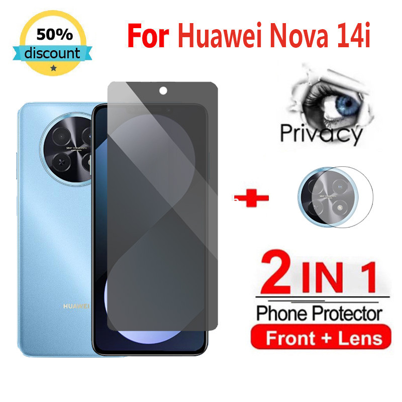 2 in 1 Huawei Nova 14i ความเป็นส่วนตัวกระจกนิรภัย Anti-Spy สําหรับ Huawei P60 P50 P40 P30 Mate 60 50