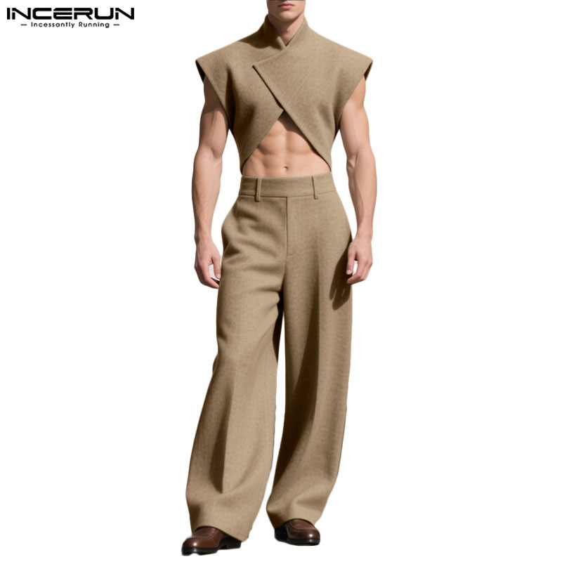 INCERUN Mens Deconstructed Clean Cut ชุดสองชิ้น