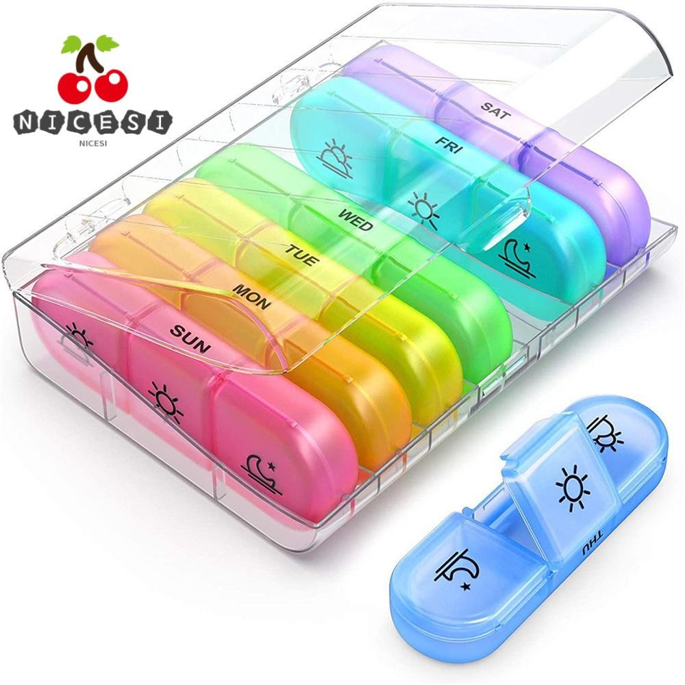 NICESI 7 Days Weekly Vitamin Holder Health Care Pill Splitters