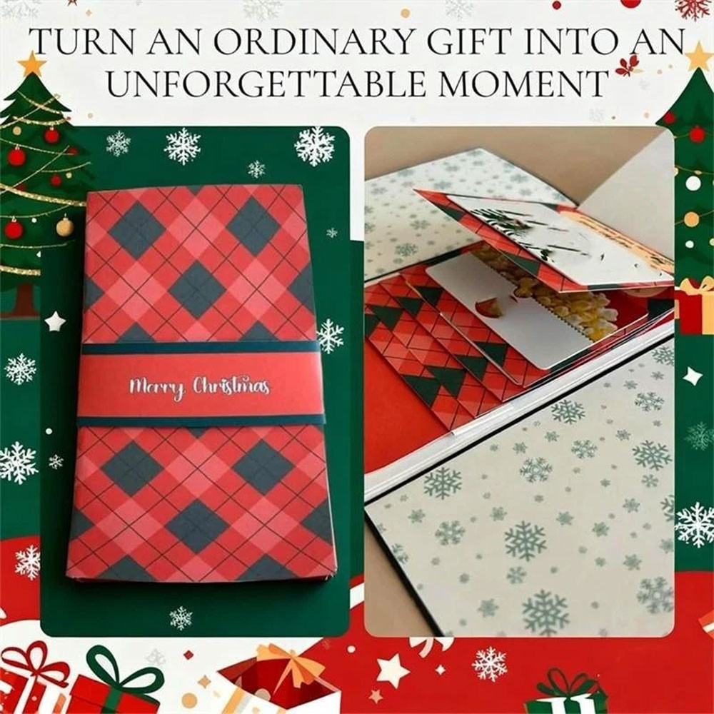 Christmas Gift Card Holder Book Surprise Cards with Envelopes Waterfall Greeting Card