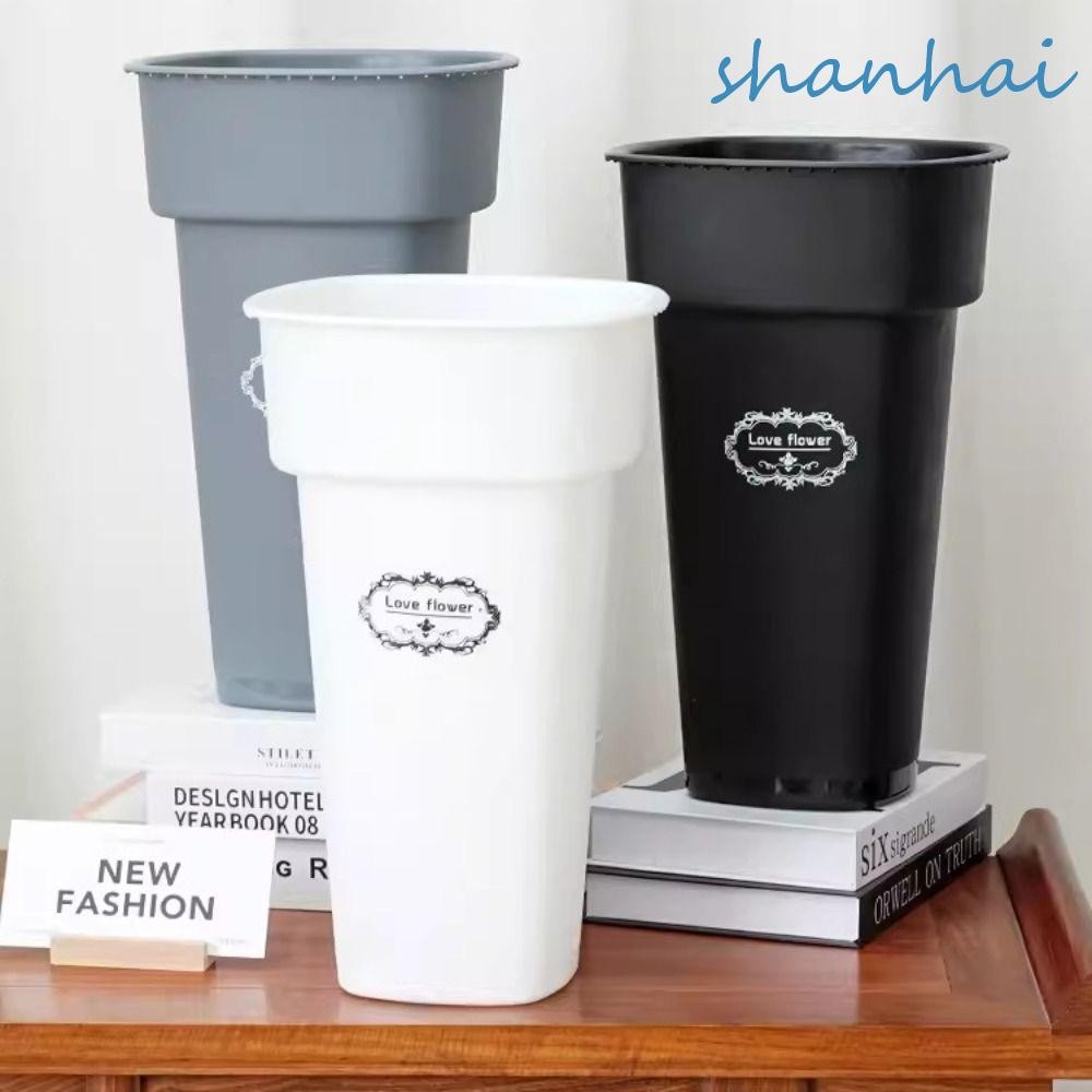SHANHAI ดอกไม้ถังแสดง, Nordic พลาสติกดอกไม้ถัง,ทนทาน Pastoral Rustic Plant Planter กลางแจ้งในร่ม Decor