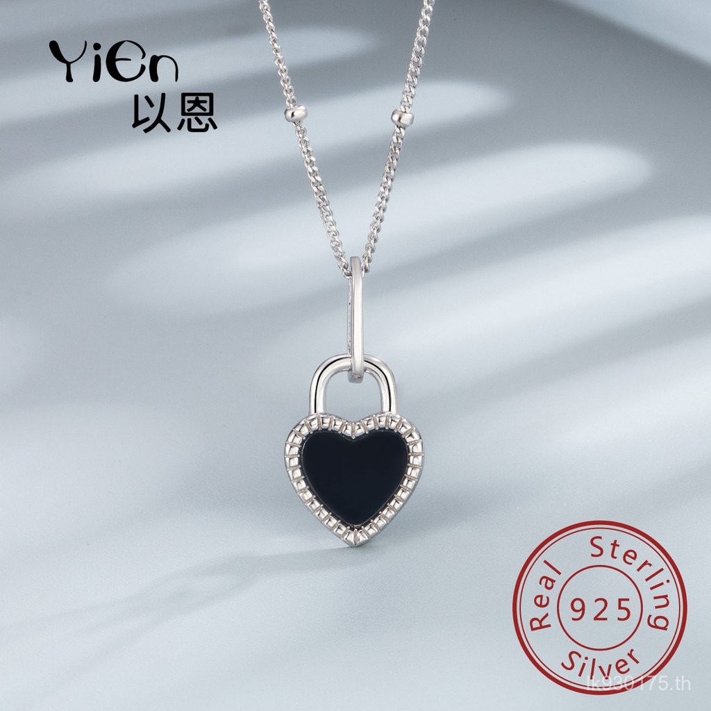 สร้อยคอลูกไม้สีดำสำหรับผู้หญิง สไตล์เรโทรจากเกาหลี เหมาะสำหรับคนรักแฟชัน เครื่องประดับทำจากเงินสเตอร