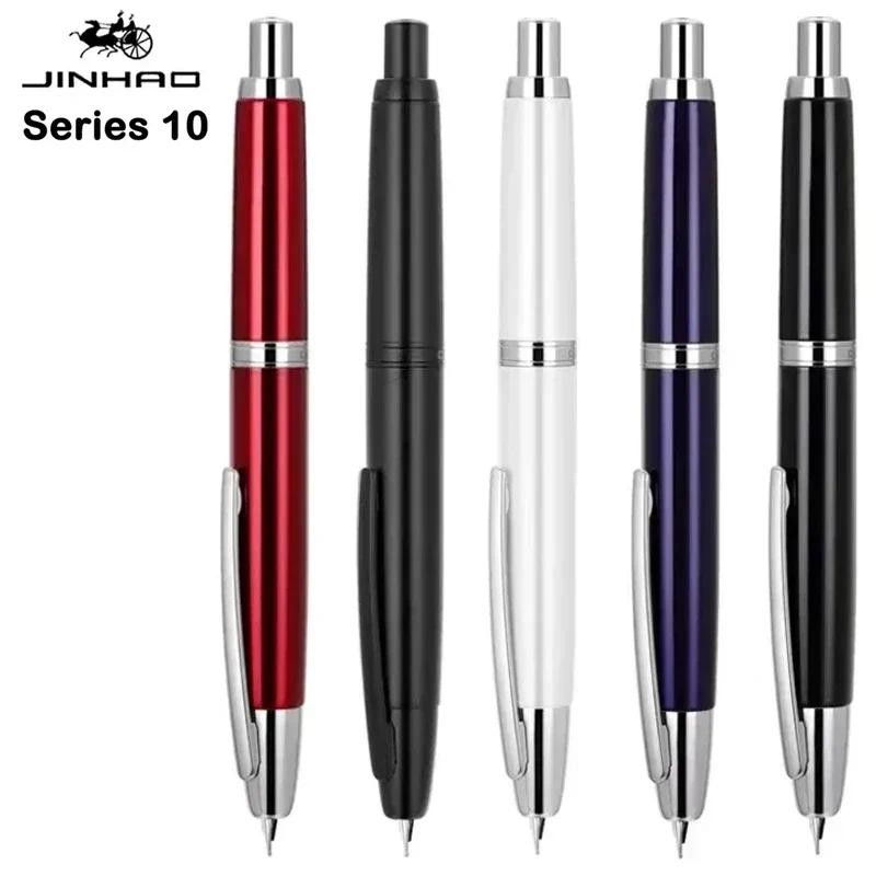 JINHAO 10 กดปากกาหมึกซึมพร้อมคลิปหรูหรา F EF Nib หมึกเขียนปากกาอุปกรณ์สํานักงาน