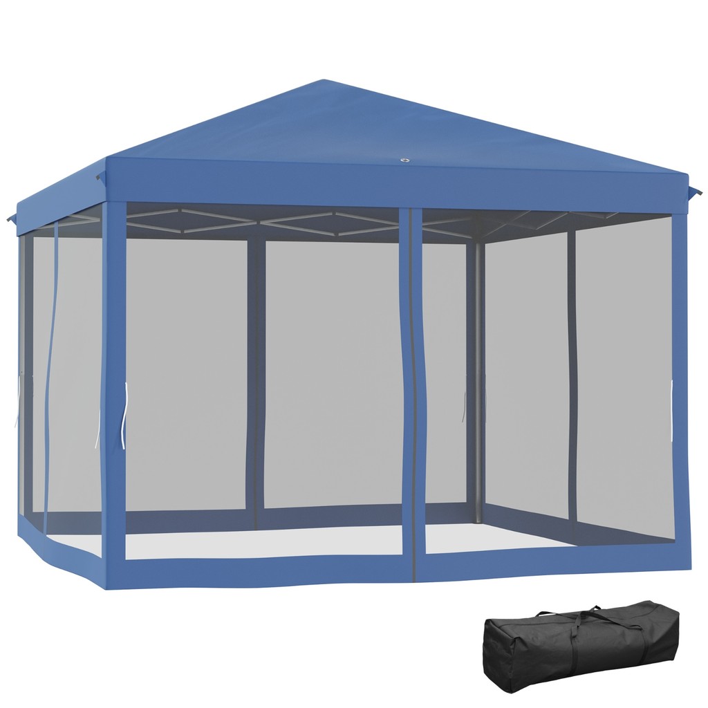 Outsunny 10 X10 Pop Up Canopy เต็นท์พร้อมตาข่าย, Gazebo ทันที, Ez Up Screen House Room พร้อมรถ