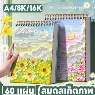 สมุดวาดรูป 60 แผ่น A4/8K/16K สมุดสเก็ตภาพ สมุดสเก็ตช์ สมุดไม่มีเส้น สมุดบันทึก อุปกรณ์การเรียน หนังสือวาดภาพ