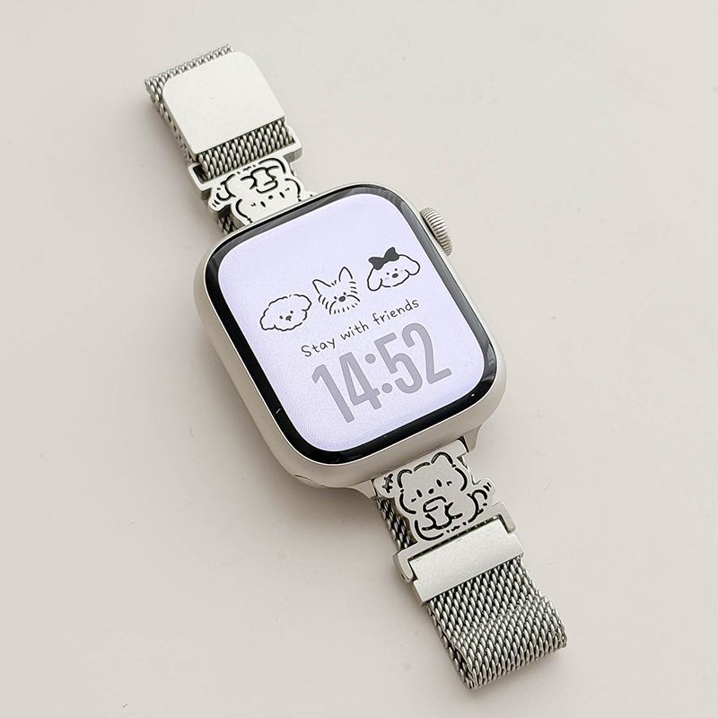 เหมาะสําหรับสาย Applewatch iwatch11 โลหะ Magnetic Apple Watch Milanese High Starlight 6.12