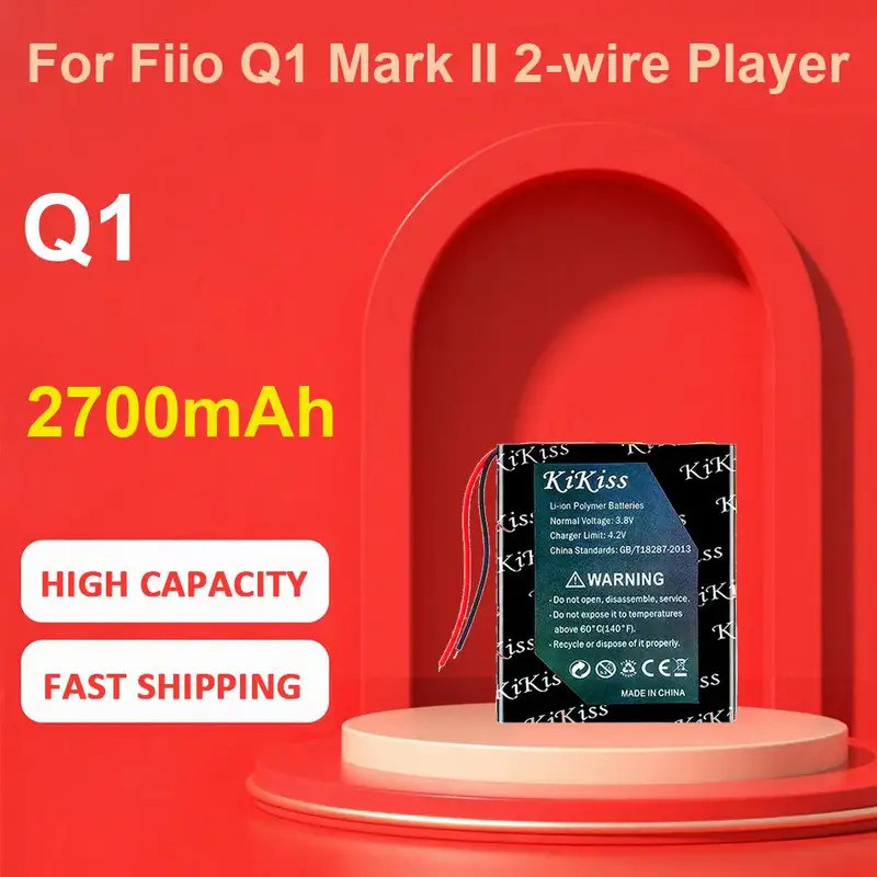 แบตเตอรี่ KiKiss สําหรับ Fiio Q1 Mark II เครื่องเล่น 2 สาย,Q1,2700mAh