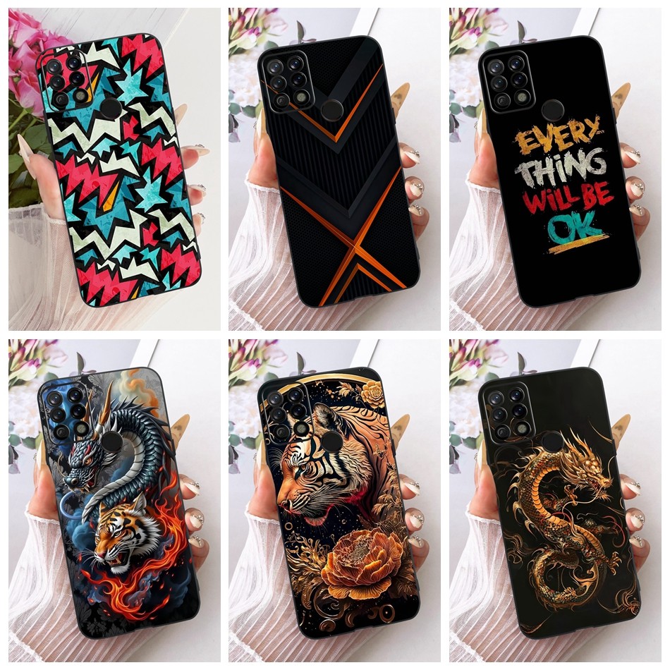 สําหรับ Tecno Pova LD7 LD7j แฟชั่น Cool Dragon Tiger รูปแบบเคสโทรศัพท์ Tecno Pova ซิลิโคนสีดําปลอกอ่