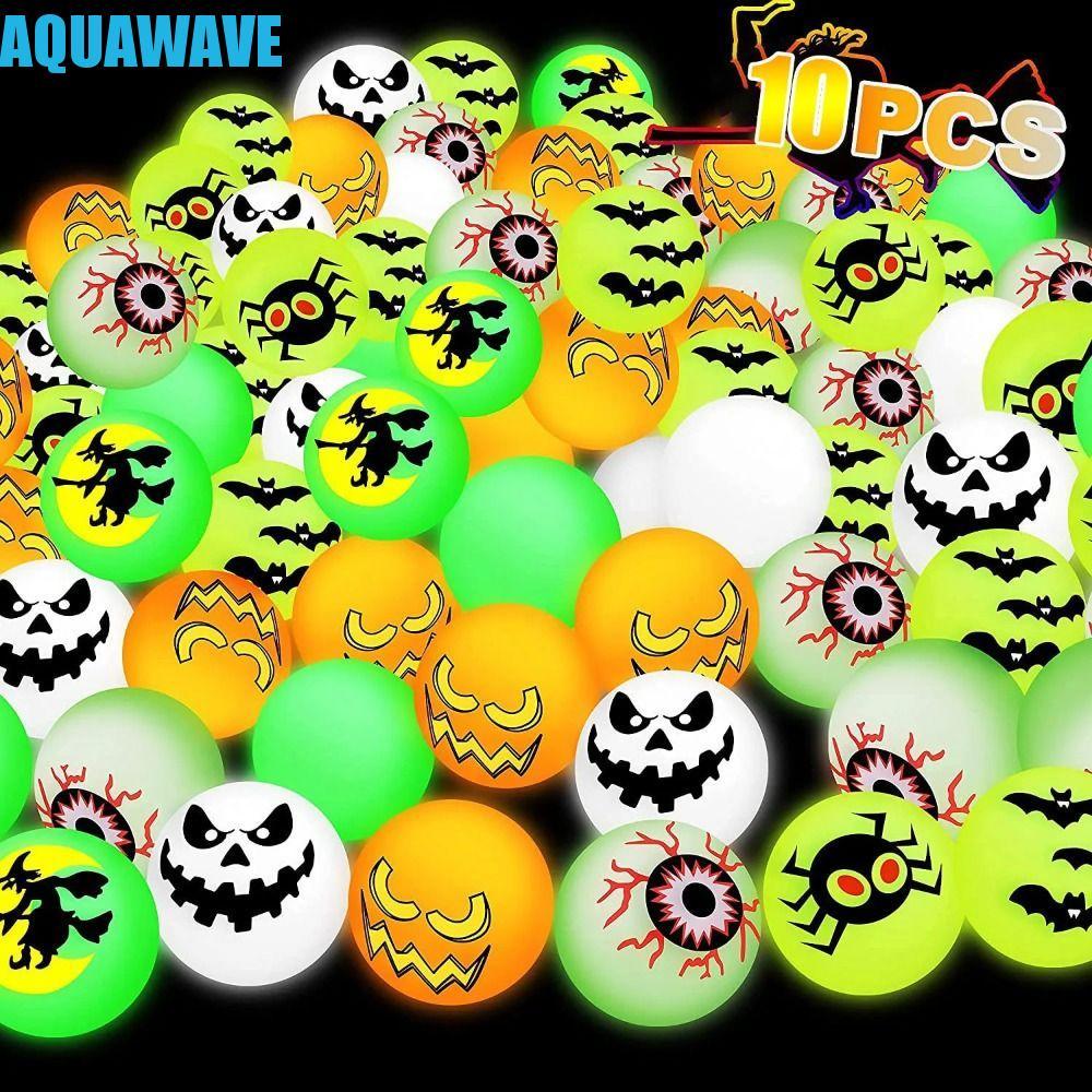 AQUAWAVE 10 ชิ้น/เซ็ต Halloween Bouncy Balls, ยืด Eyeballs น่ากลัว 32 มม. Glow-in-the-Dark สนุก Lumi