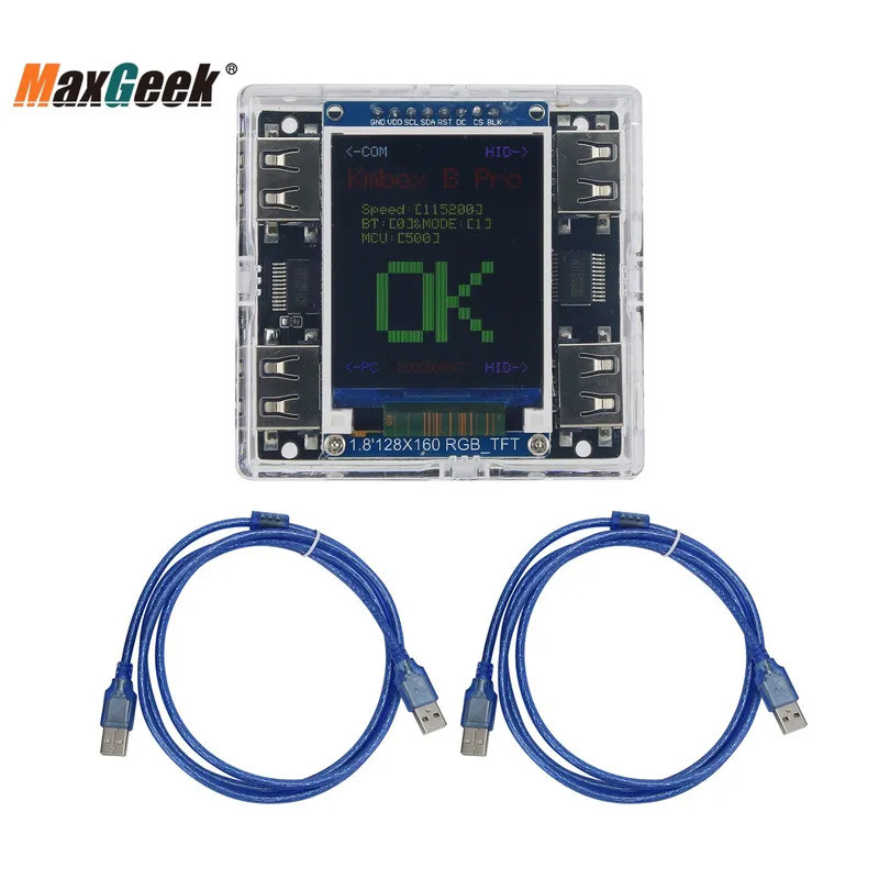 Maxgeek Kmbox B+ (Pro) คีย์บอร์ดเมาส์คอนโทรลเลอร์มาโครพร้อมหน้าจอสําหรับ DMA และคอมพิวเตอร์คู่