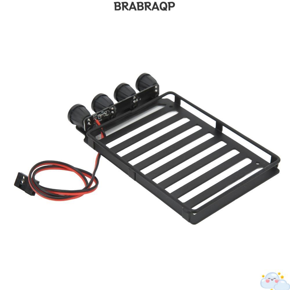 BRABRAA แร็คหลังคากระเป๋าเดินทาง,พร้อมไฟ LED 1/24 Scale RC แร็คหลังคา Part,ทนทานพลาสติก RC Crawler อ