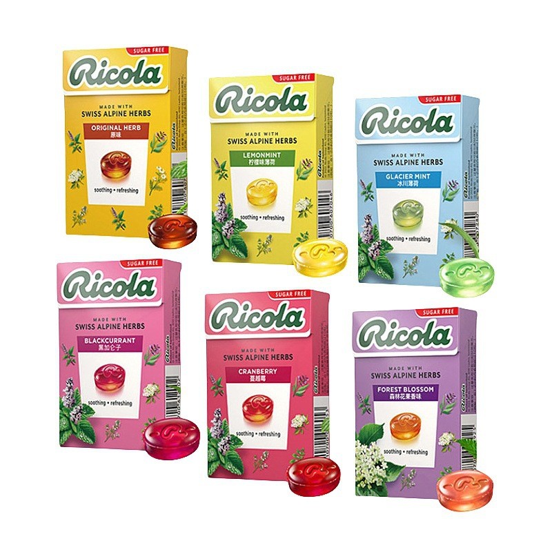 พร้อมสต็อก Fast Shipping Swiss Original Ricola Ricola ลูกอมมิ้นต์ปราศจากน้ําตาล 40g ลูกอมแบบพกพา SZ0