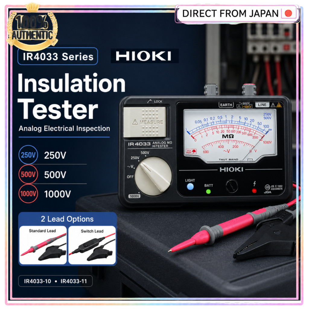 HIOKI IR4033 Series Analog Insulation Resistance Tester 250V 500V 1000V with Lead Set