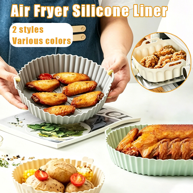 Air Fryer Silicone Liners Non Stick Food Safe Silicone Pot Mat Oven & Air Fryer Basket Accessories
