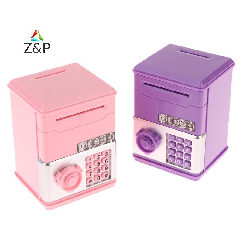 Z&P Kids Money Bank รหัสผ่าน Piggy Bank Mini ATM เหรียญเงินสดกล่องเงินสําหรับเด็กวันเกิดของเล่น COD