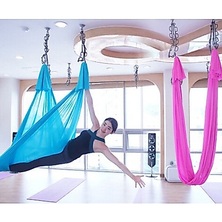 เปลโยคะฟลาย ผ้าแฮมม็อค aerial yoga hammock สีพื้น ยาว 5-8 ม.