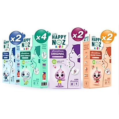 Happy Noz แฮปปี้โนส สติ๊กเกอร์หัวหอม ใช้ได้ตั้งแต่แรกเกิด 1กล่อง สีม่วง/สีฟ้า/สีส้ม/สีเขียว/สีเหลือง