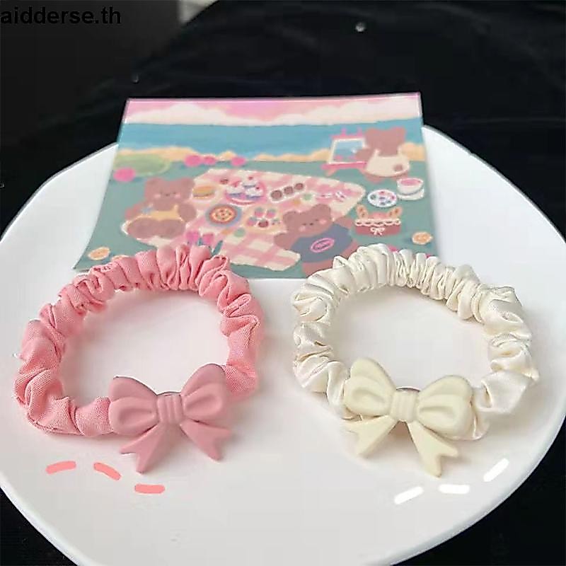 BMshop: กาหลี ยางรัดผม รูปโบว์ หัวใจ ขนาดเล็ก เข้ากับทุกการแต่งกาย สําหรับผู้หญิง: สีสุ่มTQ20