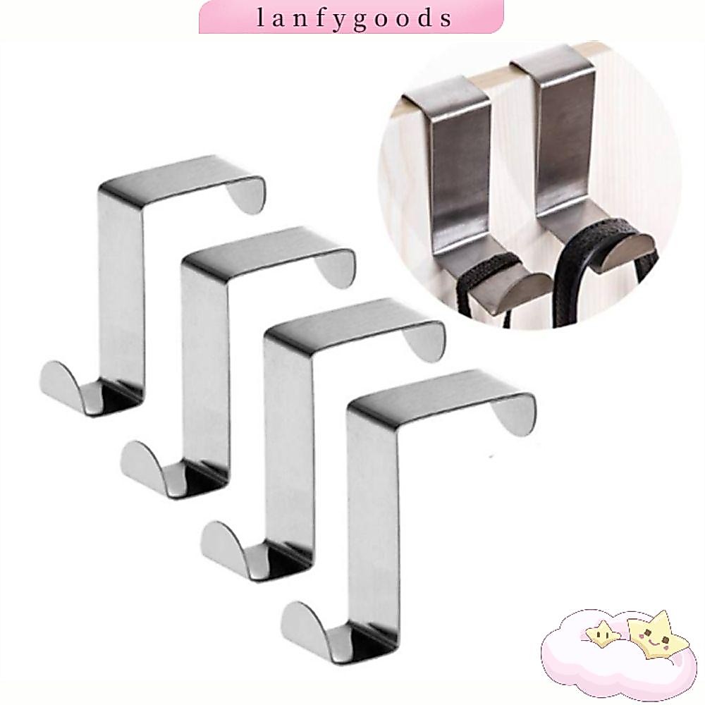 LANFY 2 Pcs Organization Over The Door Hooks Household Coat Hanger Door Back Hook Z Shape Stainless Steel Drawer Cupboard Kitchen Holder Home & Living Reversible Storage Rack