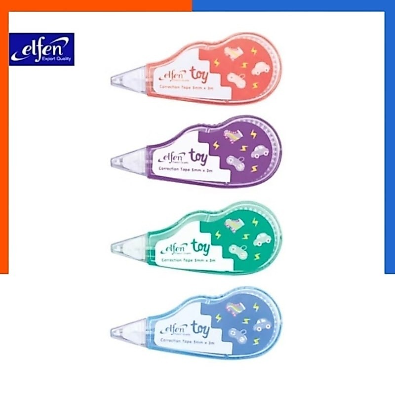 เทปลบคำผิด เอลเฟ่น รุ่นทอย คละสี Elfen Correction Tape TOY ขนาด 5mm×3m ลิขวิด แบบป้าย ลิขิต US.Station