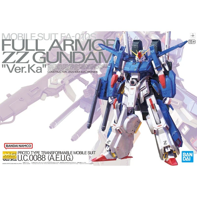 Bandai Spirits MG Ver.Ka 1/100 FA-010S Full Armor ZZ Gundam MSZ-010S Enhanced ZZ Gundam Figure