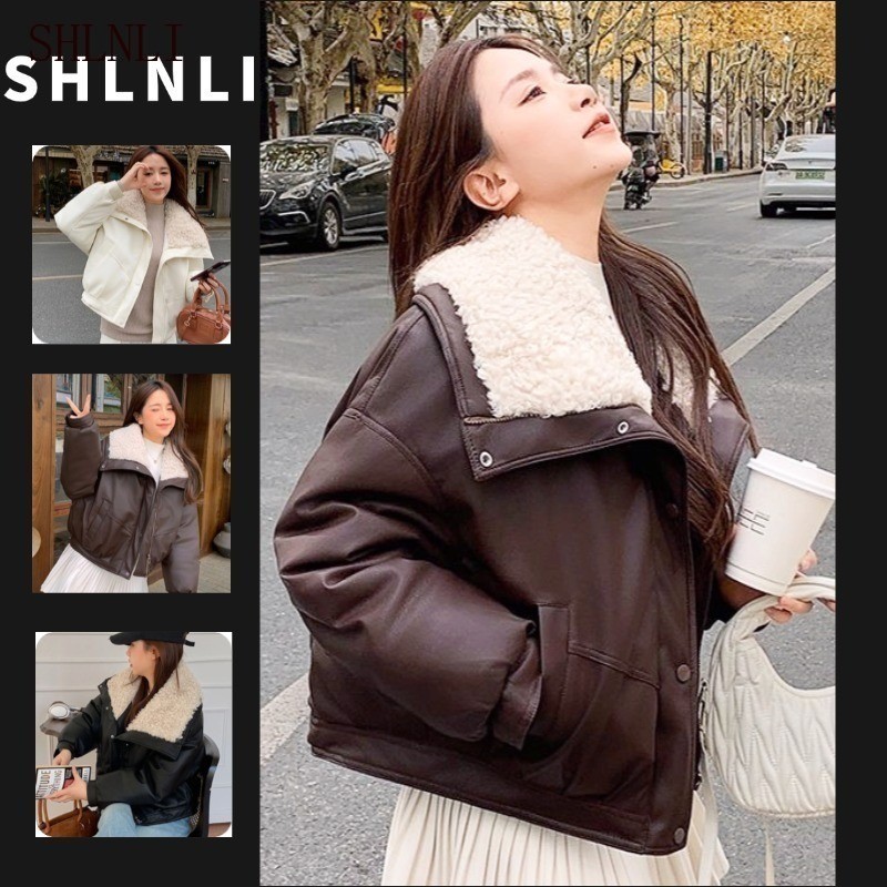 ฤดูใบไม้ร่วงฤดูหนาวผู้หญิงหนัง ปู่ หนาเสื้อฝรั่งเศสสั้นหลวมเสื้ออบอุ่น