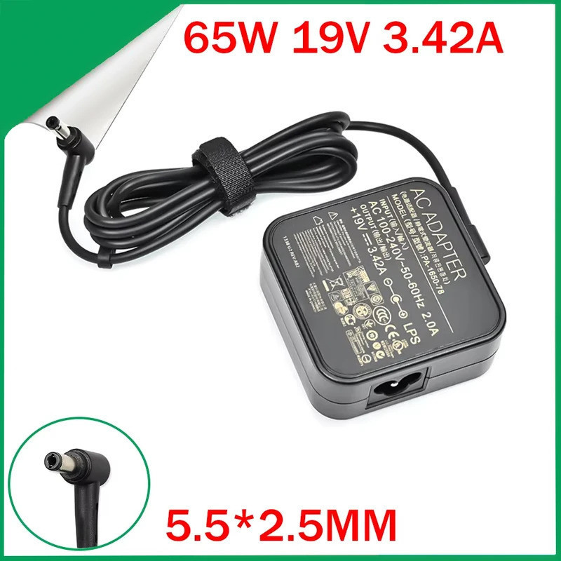 19V 3.42A 65W 5.5x2.5 มม.อะแดปเตอร์ AC แล็ปท็อปสําหรับ Asus K401 A501 A501LB K501 K501LB K555L X452 