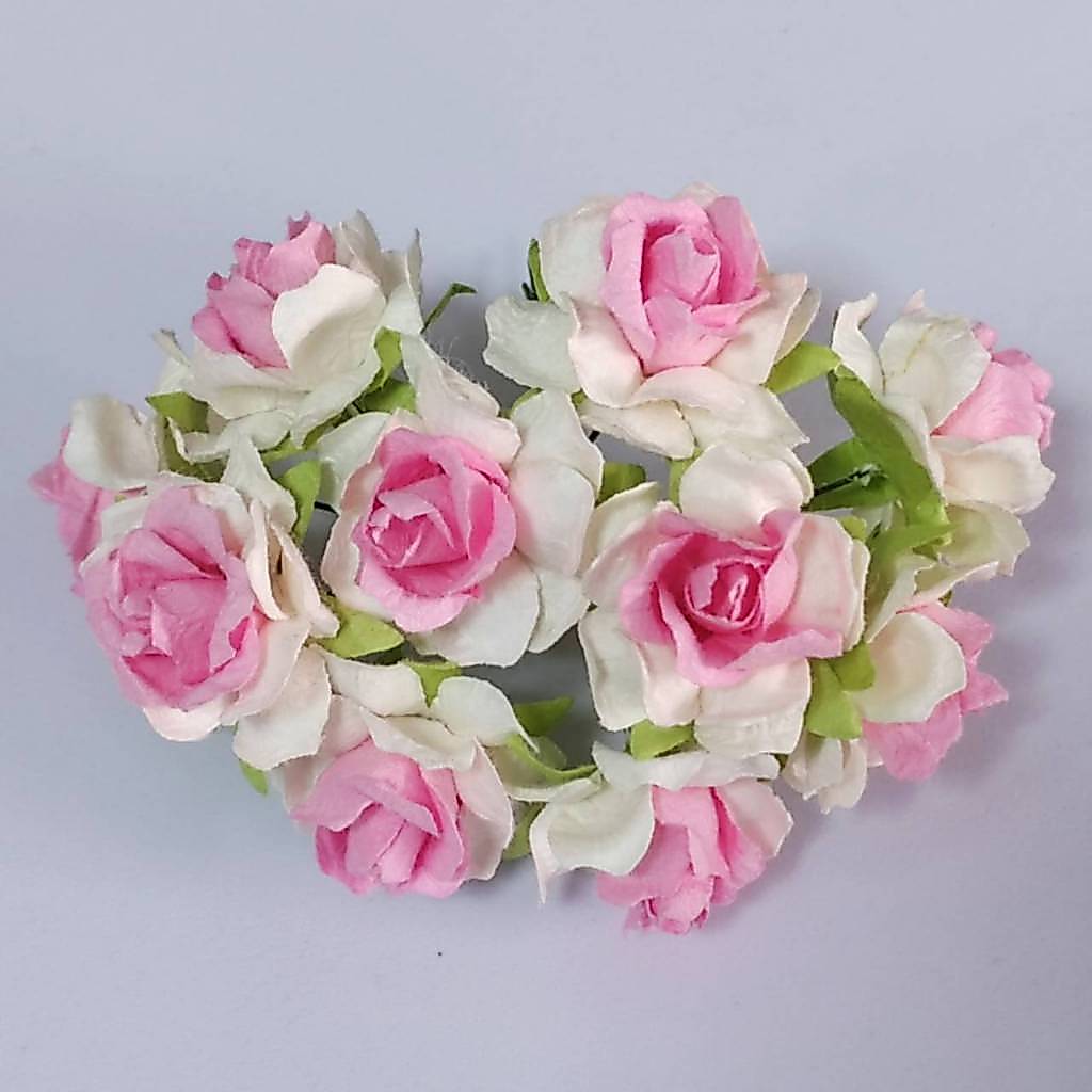 ( 50 ดอก / ชมพู PI4 ) ดอกกุหลาบ 30-35 มม ดอกไม้กระดาษ Artificial Paper Flower 30mm
