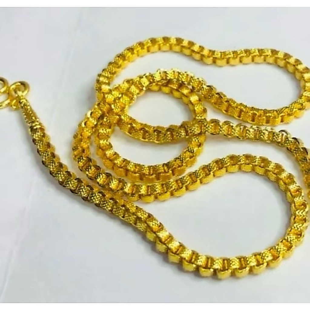Maiyararp สร้อยคอ 1 บาท ลายสี่เสา ชุบเศษทองเยาวราช ไม่ลอก ไม่ดำ รับประกัน 6 เดือน สร้อยคอทอง ทองปลอม สร้อยทองปลอม