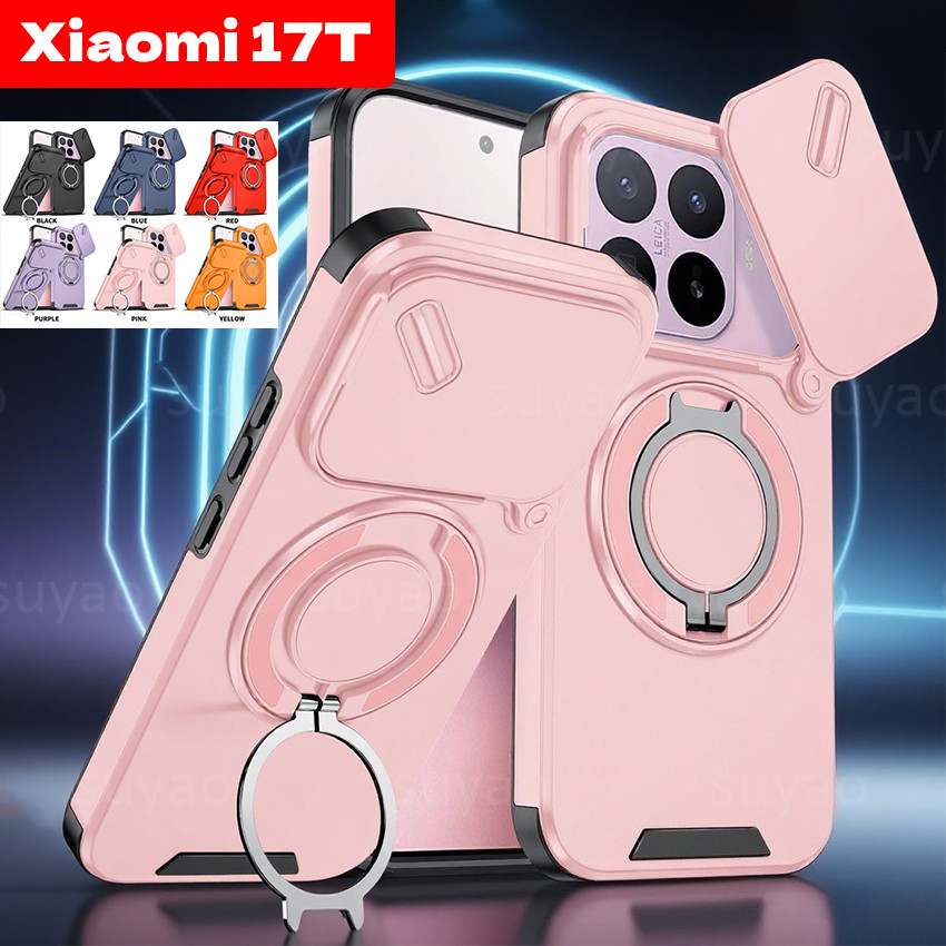 สําหรับ Xiaomi 17T 5G 2026 เคสโทรศัพท์เกราะแหวนผู้ถือแม่เหล็กเลนส์ป้องกันกรณี Xiaomi17T Mi Mi17T กันกระแทกปกหลัง