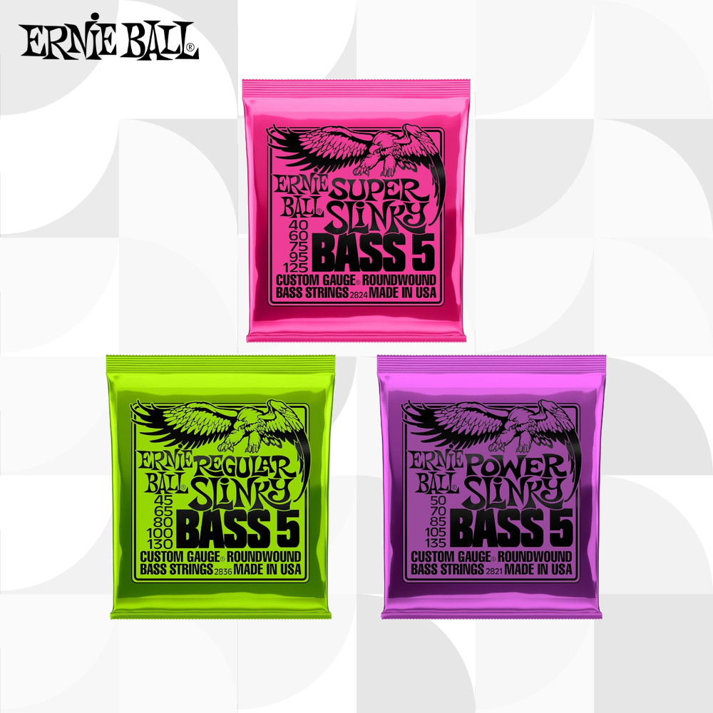ERNIE BALL Bass 2824/2836/2821 Super Slinky/Regular Slinky/Power Slinky 5 สาย Bass Strings สายเบส【ส่