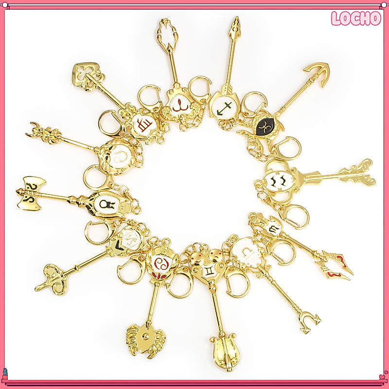 สไตล์ร้อนแรงAnime FAIRY TAIL 12 Constellation Lucy Zodiac Star Spirit Magician อัญเชิญ KeyChain คอสเ