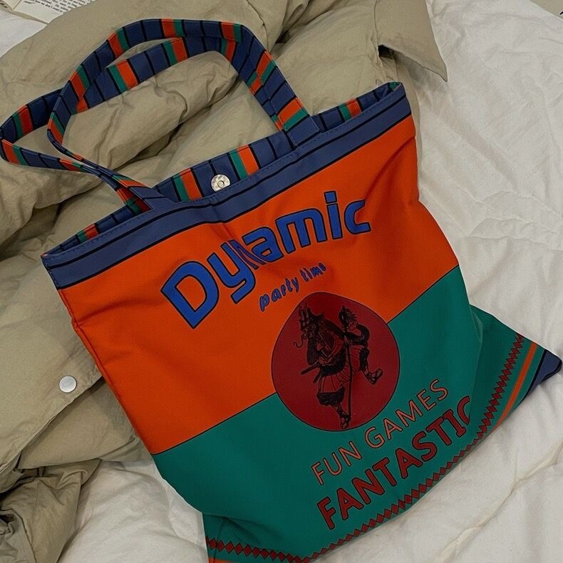 [สไตล์เกาหลี] VAUTO สัมภาระพิมพ์ลาย.Canvas Bag สำหรับการเดินทางและซื้อของที่ชายหาด