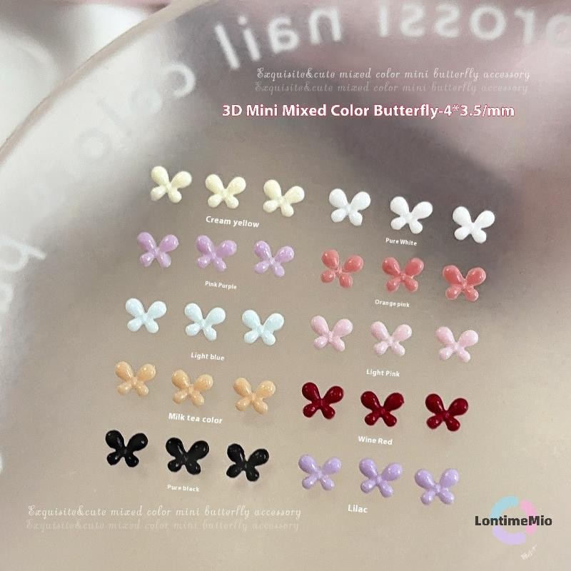 LontimeMio] 100 ชิ้นการเพิ่มประสิทธิภาพเล็บผสมสีโบว์เรซิ่นด้านล่างแบนตกแต่งเล็บ Charm อุปกรณ์เสริมใหม่