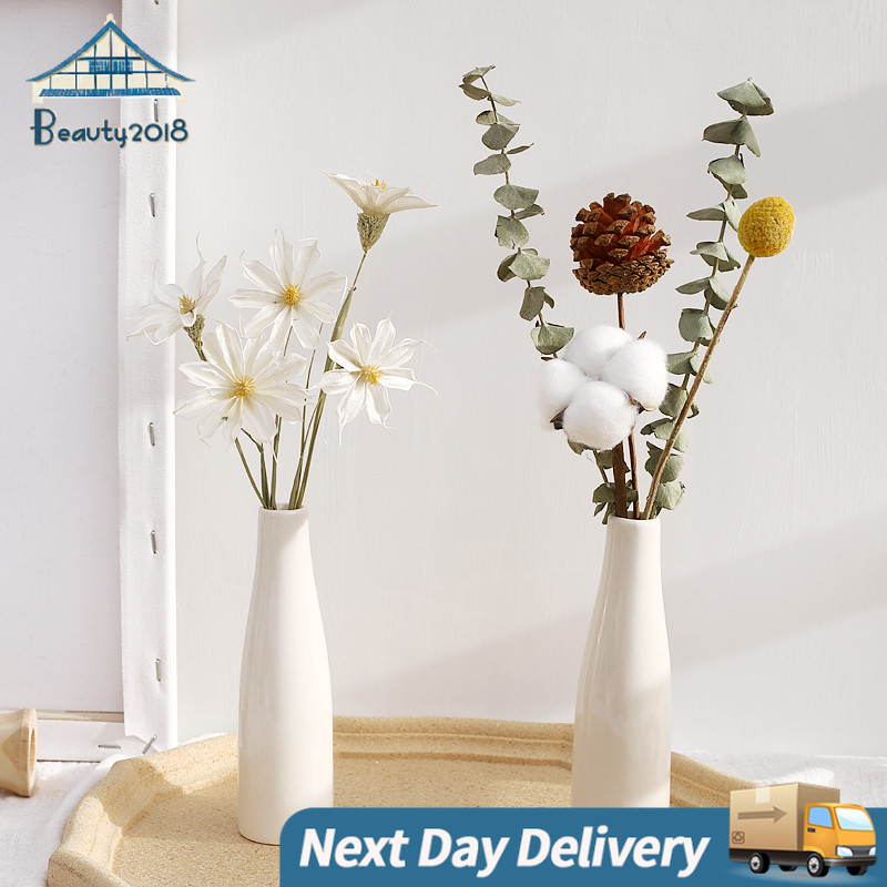 นอร์ดิกแจกันเซรามิกสีขาวสีดอกไม้เรือตกแต่งบ้านแจกันไฮโดรโพนิ