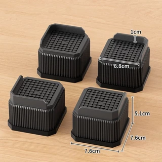 POLI เตียงยก Risers, แผ่นรองฝ่าเท้าเฟอร์นิเจอร์กันลื่นสําหรับงานหนัก, ซักสี่เหลี่ยมกลมแบบปรับได้คุณภาพสูง|รองรับขาโต๊ะเก้าอี้โซฟา