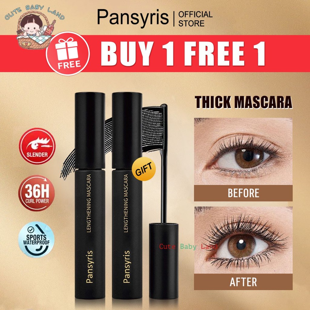 【ซื้อ 1 แถม 1】ไพรเมอร์ขนตาโค้งงอนยาวมุมกว้าง กันน้ำ ไม่เลอะ มาสคาร่าติดทนนาน