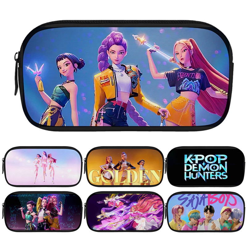 K-Pop: Demon Hunters Huntrix Kpop กระเป๋าดินสอ 3D พิมพ์กรณีดินสอสําหรับนักเรียนโรงเรียน